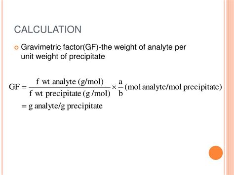 gravimetric analysis precipitation method|how to calculate gravimetric factor.